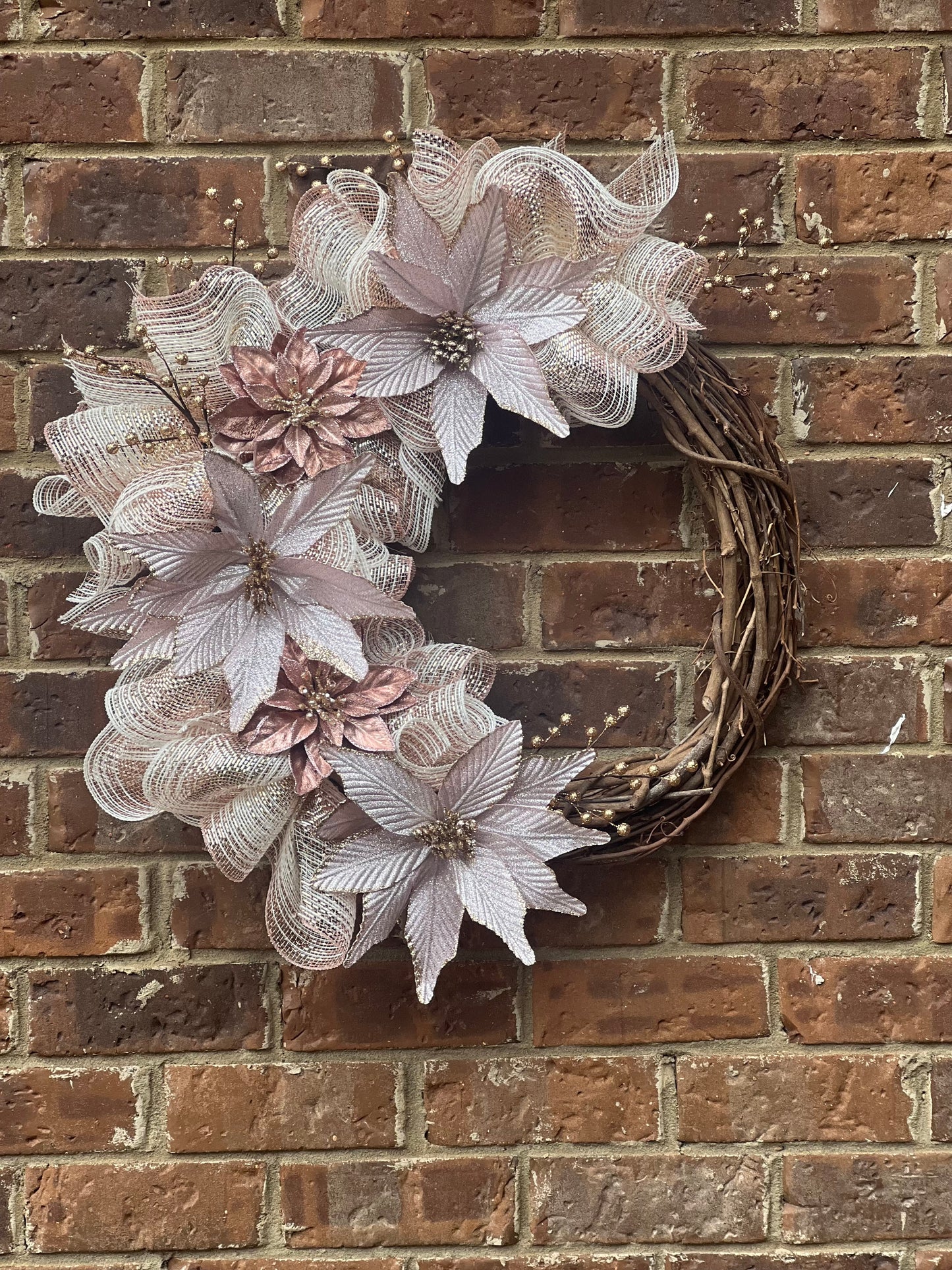 Rose Gold Christmas Grapevine Wreath 18x18